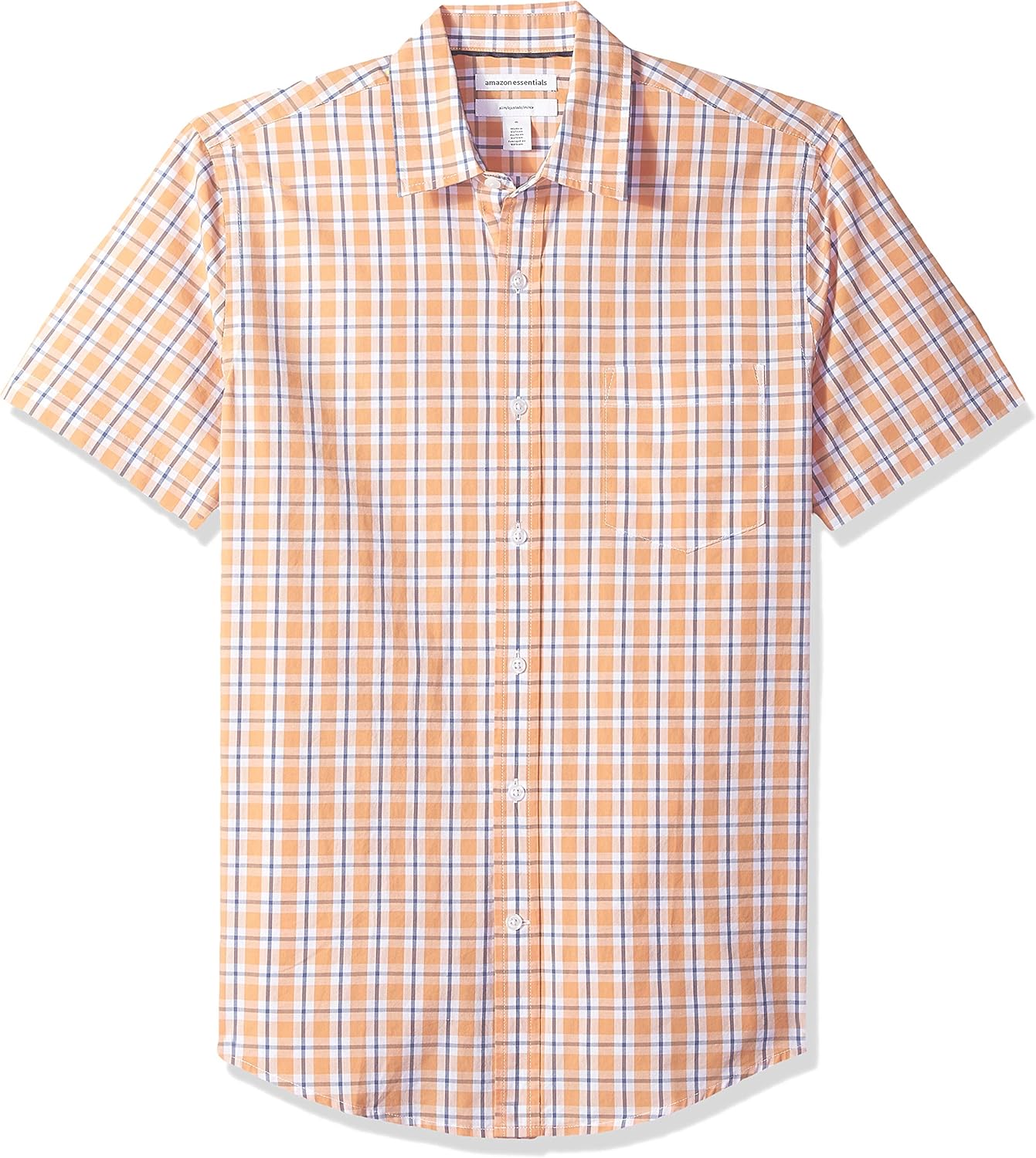  Essentials Men's Slim-Fit Short-Sleeve Casual Poplin Shirt: Clothing
