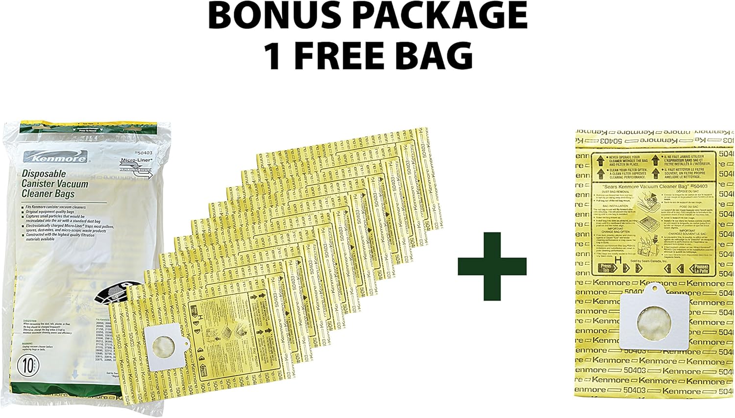 Kenmore Disposable Canister Vacuum Cleaner Bags 50403 10 1 Bonus Bag 11 Total Amazon Ca Home Kitchen