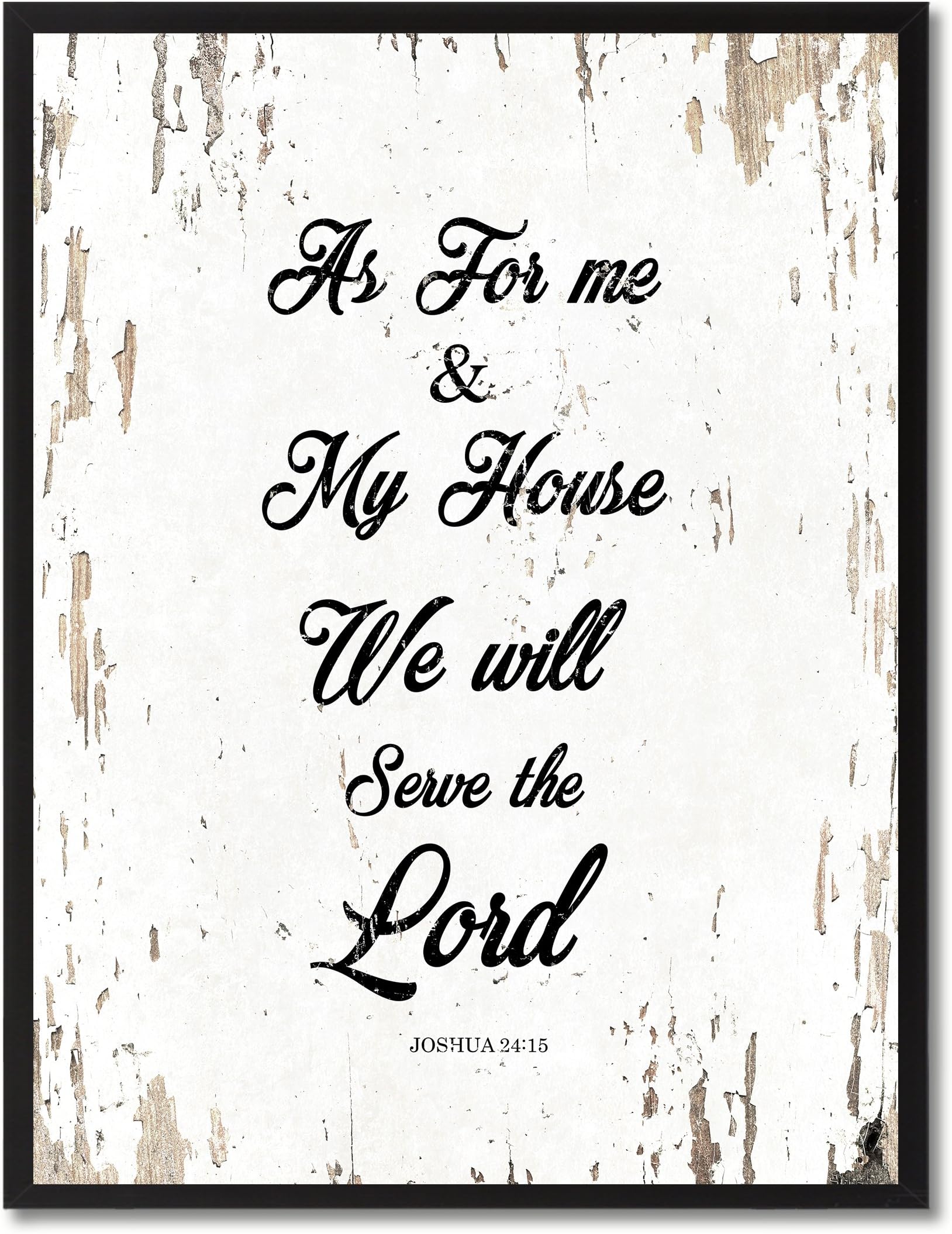 SpotColorArt As for As for Me & My House We Will Serve The Lord Framed Canvas Art, 7" x 9", White