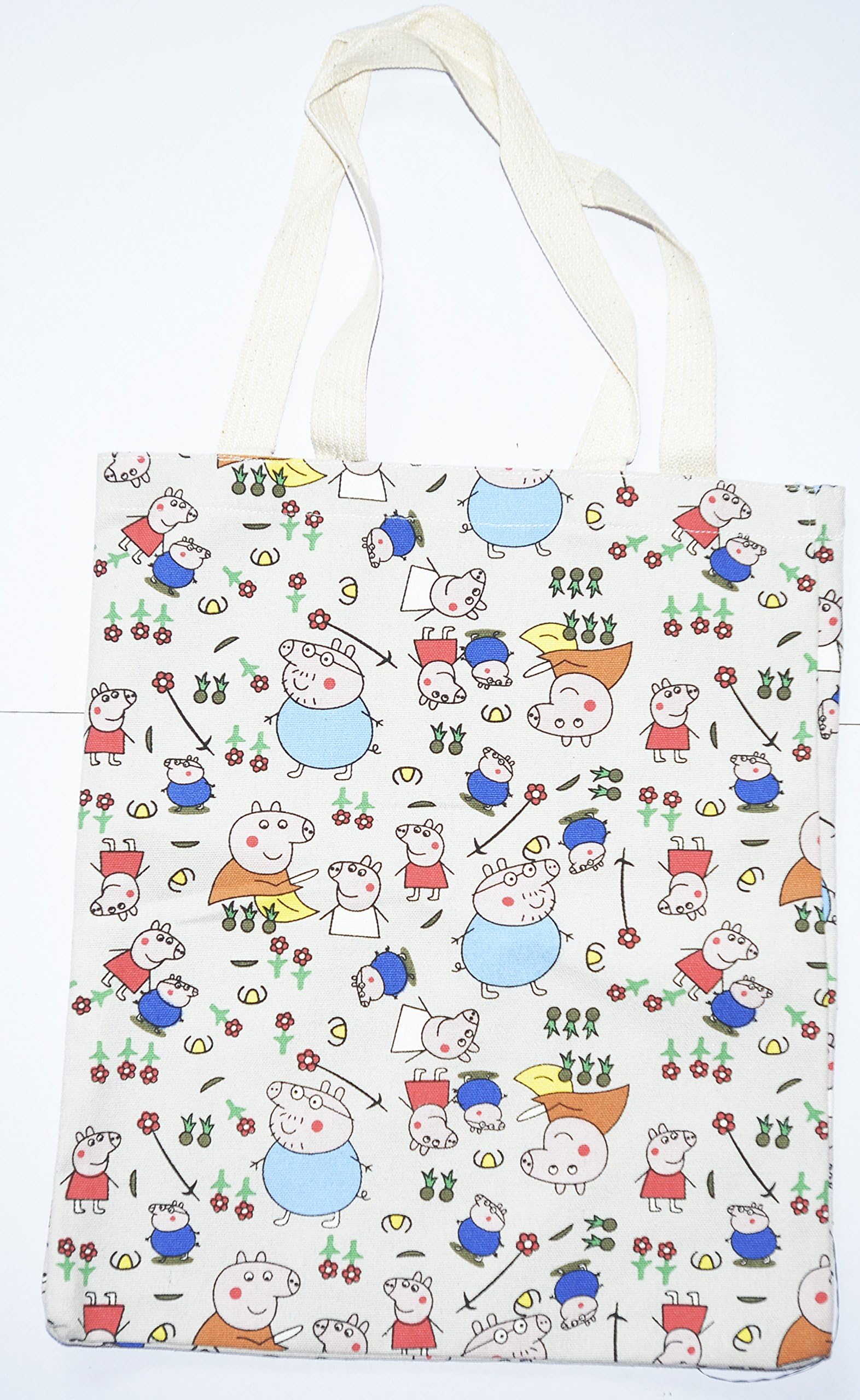 Cute And Trendy Love Peppa P{ig Girls Canvas School Shopping Utility Tote Bag With Canvas Handles