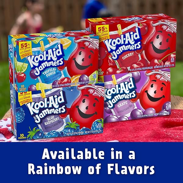 KOOL-AID JAMMERS BLUE RASPBERRY FLAVORED DRINK, 10 CT BOX, 6 FL OZ POUCHES
