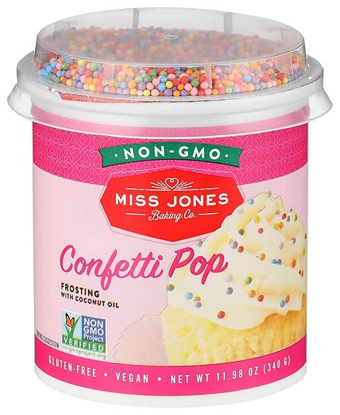 MISS JONES BAKING CO. CONFETTI POP VEGAN FROSTING, 11.98 OUNCE