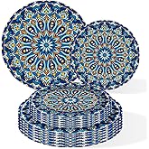 ZULYSTO 100 Count Boho Paper Plates (50×7"+ 50×9") – Disposable Plates for Party, Retro Bohemian Style Dessert Dinner Plate Set for Daily Use, Holiday, Wedding, Events