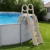 WDOT Pool Ladder Above Ground Swimming Safety Plastic A Frame Pool Ladder with Platform and Safety Barrier for 48-52 inches Pool