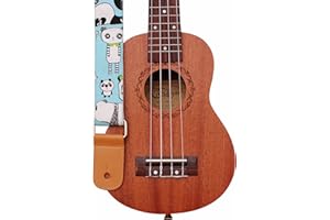 MUSIC FIRST Original Design “PANDA” Soft Canvas & Genuine Leather Ukulele Strap Ukulele Shoulder Strap