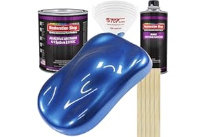 Restoration Shop - Burn Out Blue Metallic Acrylic Urethane Auto Paint - Complete Gallon Paint Kit - Professional Single Stage High Gloss Automotive, Car, Truck Coating, 4:1 Mix Ratio, 2.8 VOC