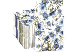 Homlouue 100 PCS Blue and White Napkins, Floral Napkins, Disposable Hand Towels for bathroom Home Kitchen Holiday Picnic Baby Shower Party Supplies, Flower Napkins Disposable for Wedding Decoration