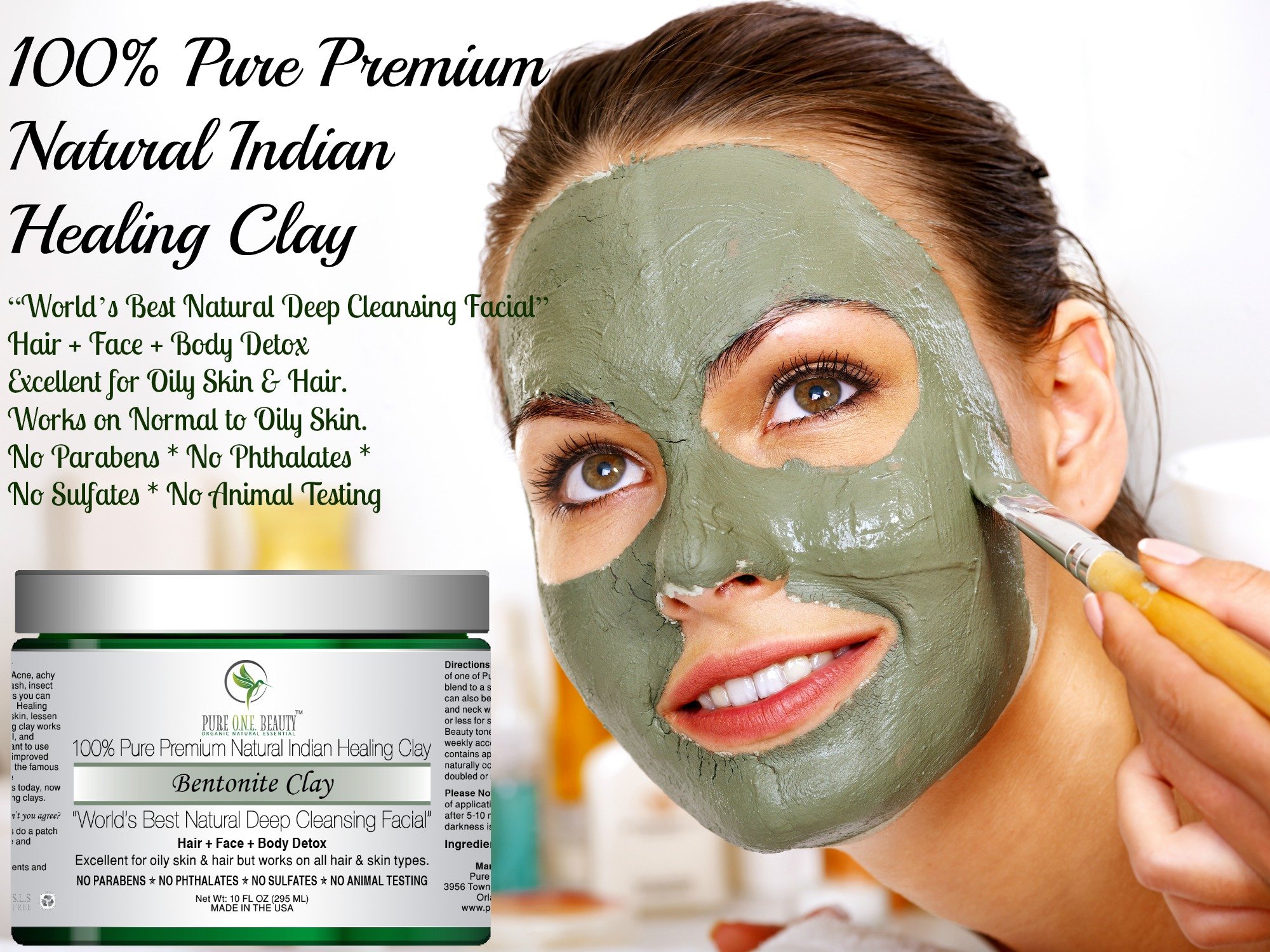 100% Pure Premium Natural Indian Healing Clay; Bentonite Clay: World’s Best Natural Deep Cleansing Facial