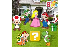 TEOY Mario Birthday Party Supplies, 8PCS Yard Signs with Stakes, Outdoor Lawn Party Decor, Mario Birthday Party Decorations, Yard Signs for Super Mario Theme Birthday Party