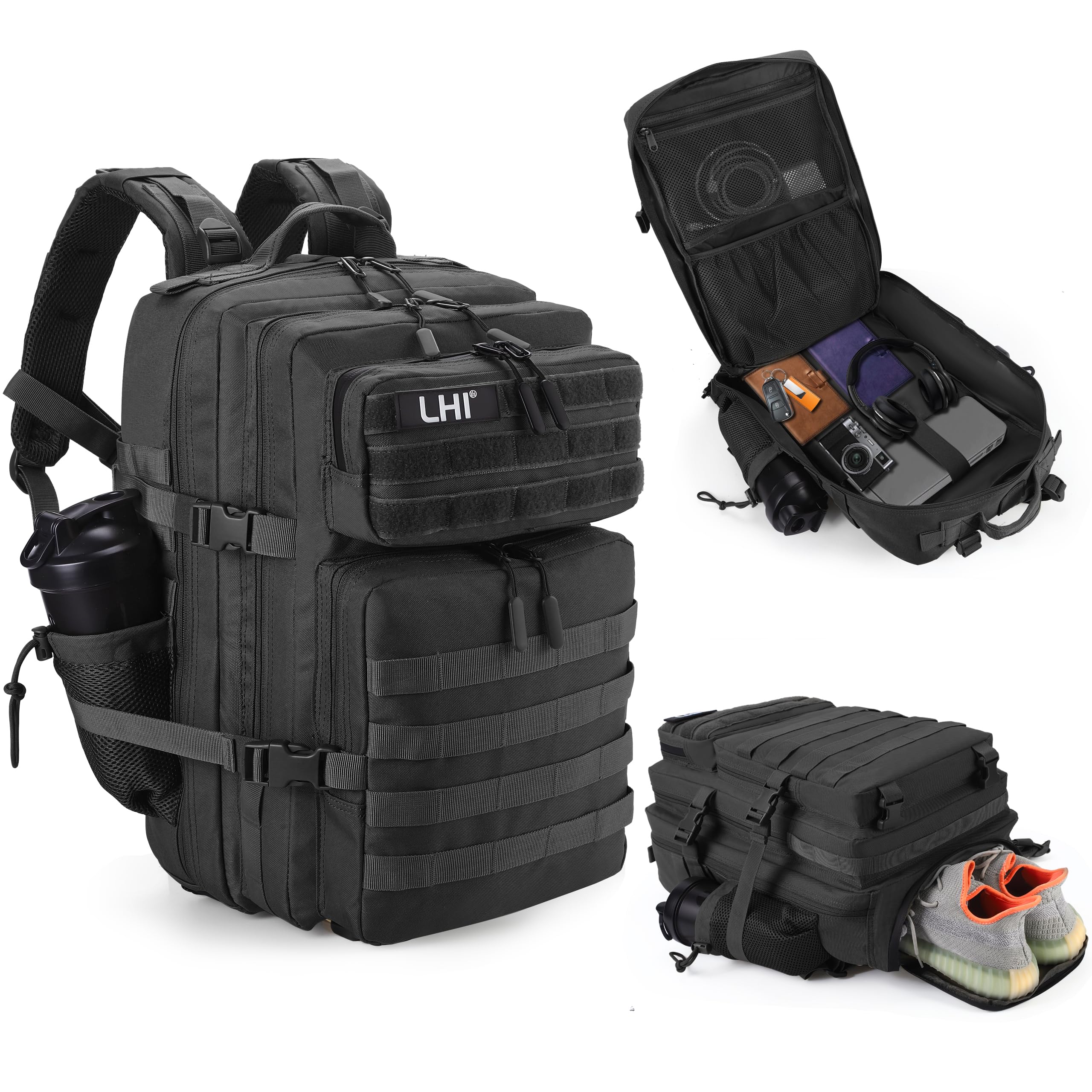 Photo 1 of LHI Military Tactical Backpack for Men and Women 45L Army 3 Days Assault Pack Bag Large Rucksack with Shoe Compartment