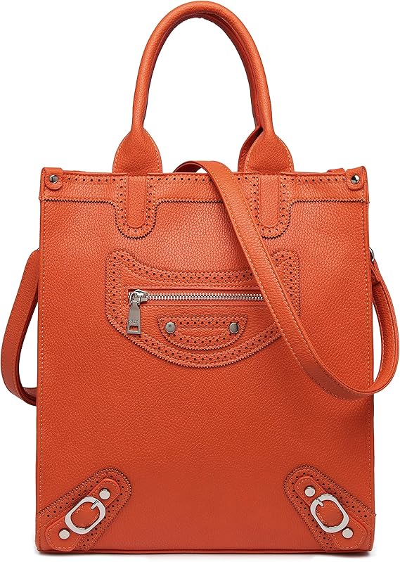 Amazon グッシオベーシック 2way トートバッグ ショルダー付き パンチング加工 スクエア型 Pu レザー 大人 かわいい コーデ おしゃれ ブログ レディース1962 オレンジ Guscio Italy グッシオ イタリー トートバッグ