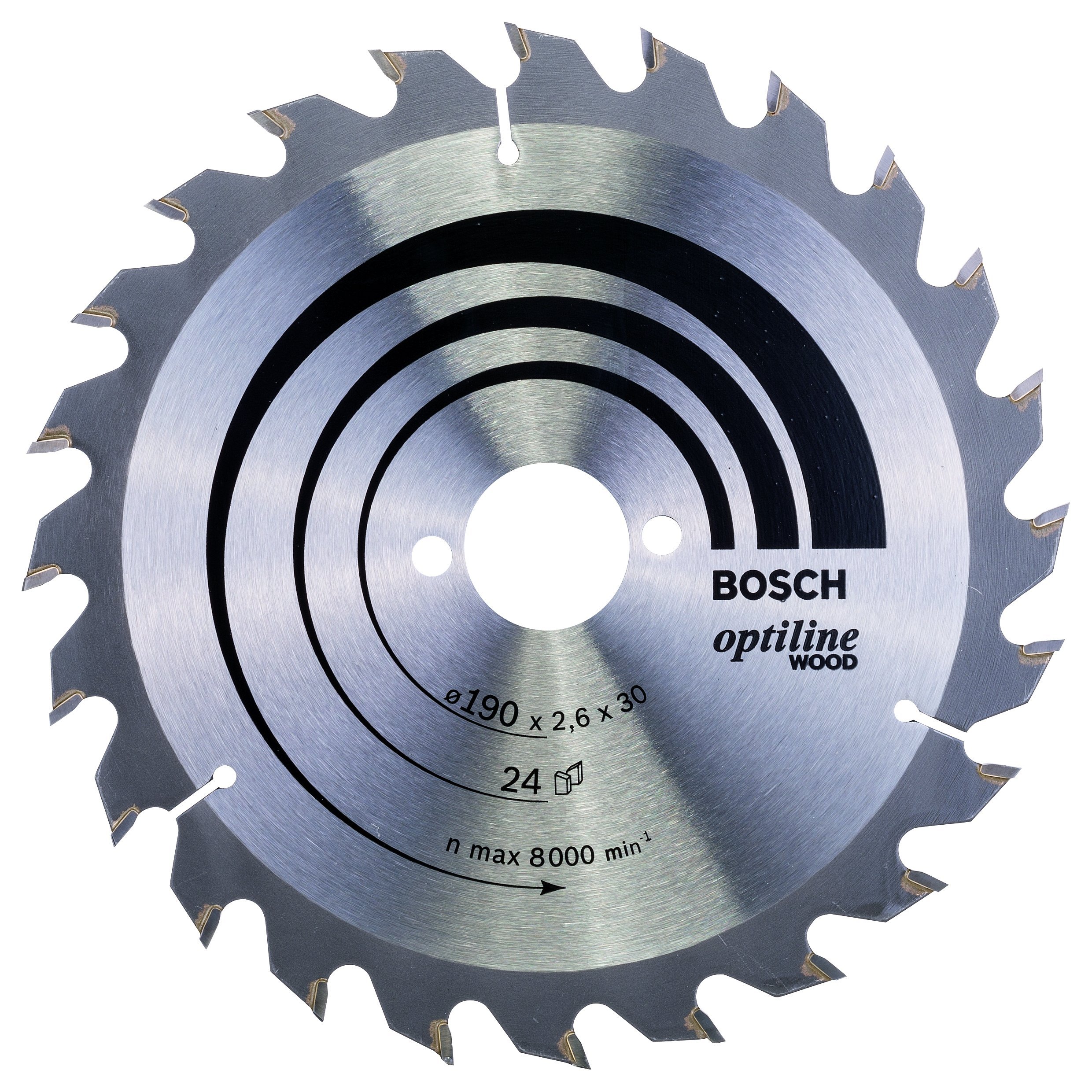 Bosch Professional Lame De Scie Circulaire, 24 Dents, 30 Mm D’Alésage, 2.6 Mm Largeur De Coupe, 1.6 Mm Épaisseur Du Corps, 190 Mm Diamètre Grey 2608640615