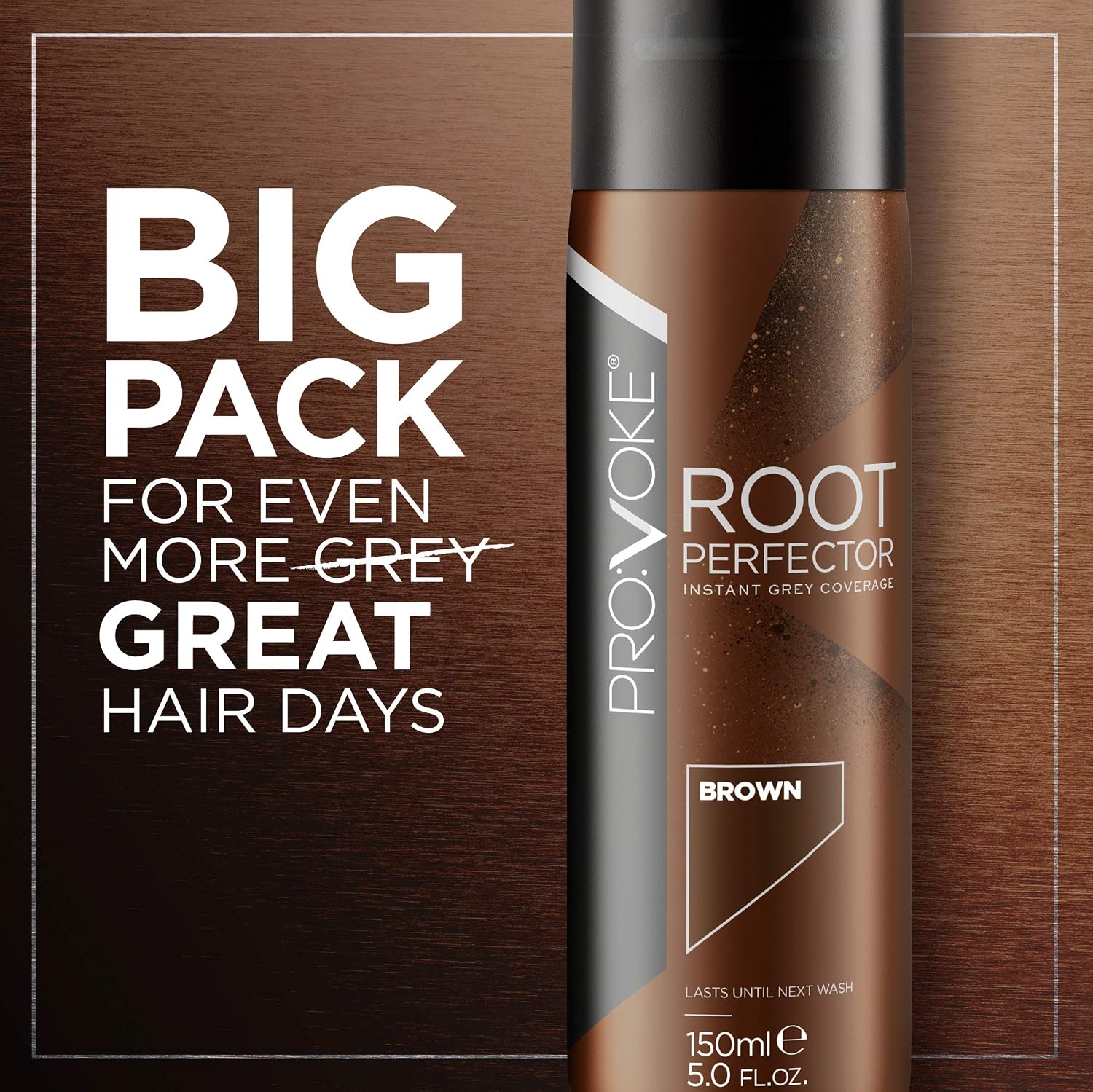 PROVOKE Root Perfector Instant Root Touch Up Spray 150 ml, Brown Hair, Instantly Covers Up Grey Regrowth, Non-Sticky Formula - Image 5