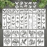 Keluna Dragon Stencils for Painting - 30 Pcs Reusable Pterosaur Moon Star Crafts Templates Dragon Themed Stencils for Painting onWood Wall DIY Art Craft Canvas Fabric Home D&eacute;cor