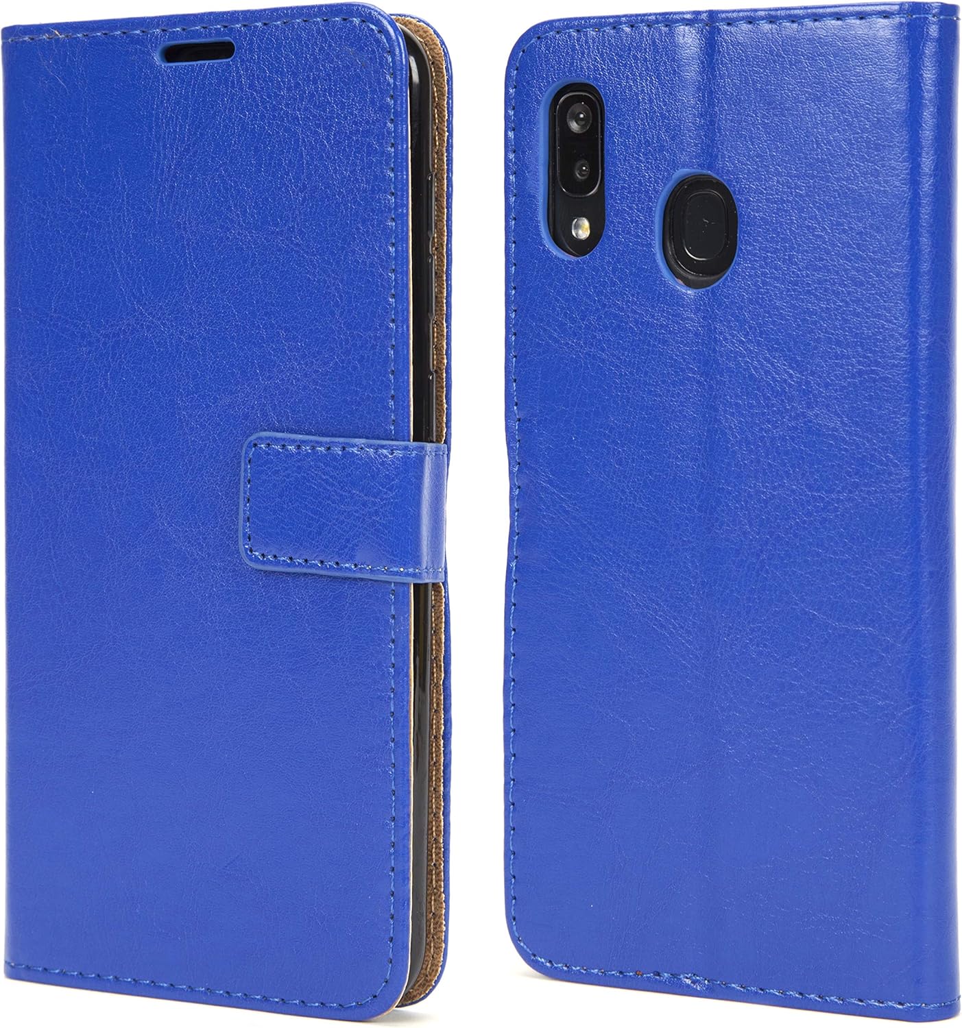 NWNK13 Samsung A20e Phone Case Premium Leather Flip Case Book Wallet Case Card Holder Media Stand Shock Proof Protective Phone Cover Compatible for Samsung Galaxy A20e Blue