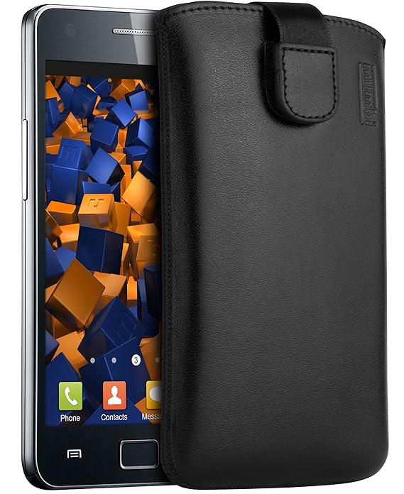 mumbi Echt Ledertasche für Samsung Galaxy S2 i9100 (Lasche mit Rückzugfunktion)