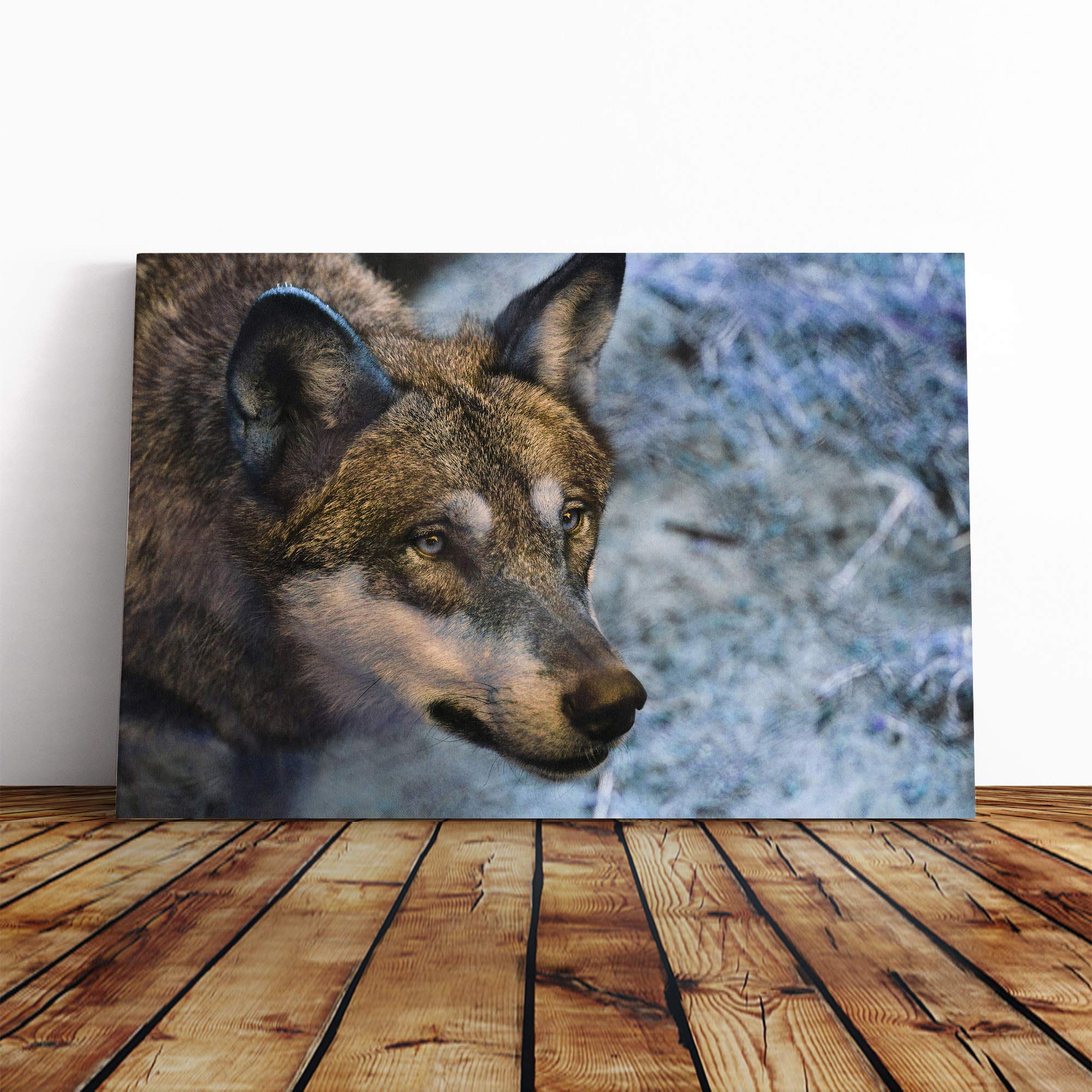 Wolf in The Wild (2) Canvas Print | Gallery Wrapped 30mm Frame Wall Art | 20x14 inches | Ready to Hang | Modern Animals Picture | Living Room Bedroom Lounge Office