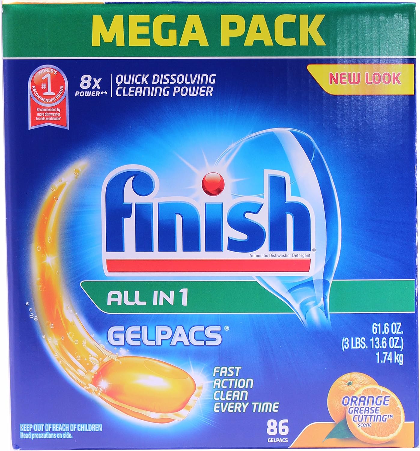 Finish Gelpacs Dishwasher Detergent, Orange Grease Cutting