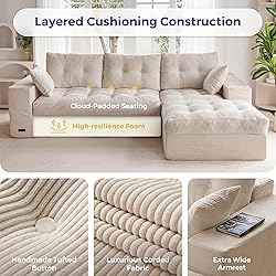 MAXYOYO L-Shaped Sectional Sofa with Convertible