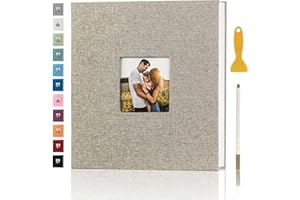 AENBUSLM Photo Album Self Adhesive Pages for 4x6 5x7 8x10 Pictures Magnetic Scrapbook Photo Albums with Sticky Pages Books with A Metallic Pen for Baby Wedding Family 11x10.6 Yellow 60 Pages