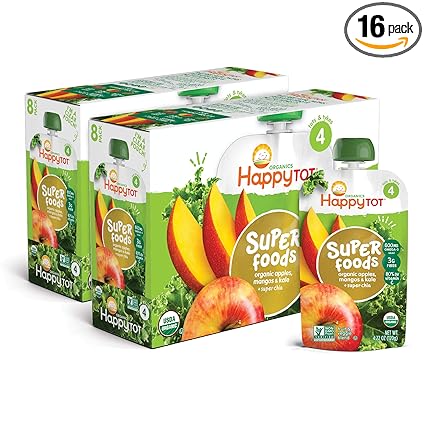 Amazon Com Happy Family Tot Organic Stage 4 Super Foods Toddler Food And 4 22 Pouch Pack Packaging May Vary Apple Mango Kale 67 52 Ounce Pack Of 16 Grocery Gourmet Food