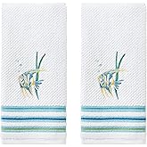 SKL Home Ocean Watercolor Hand Towel, White (2-Pack)