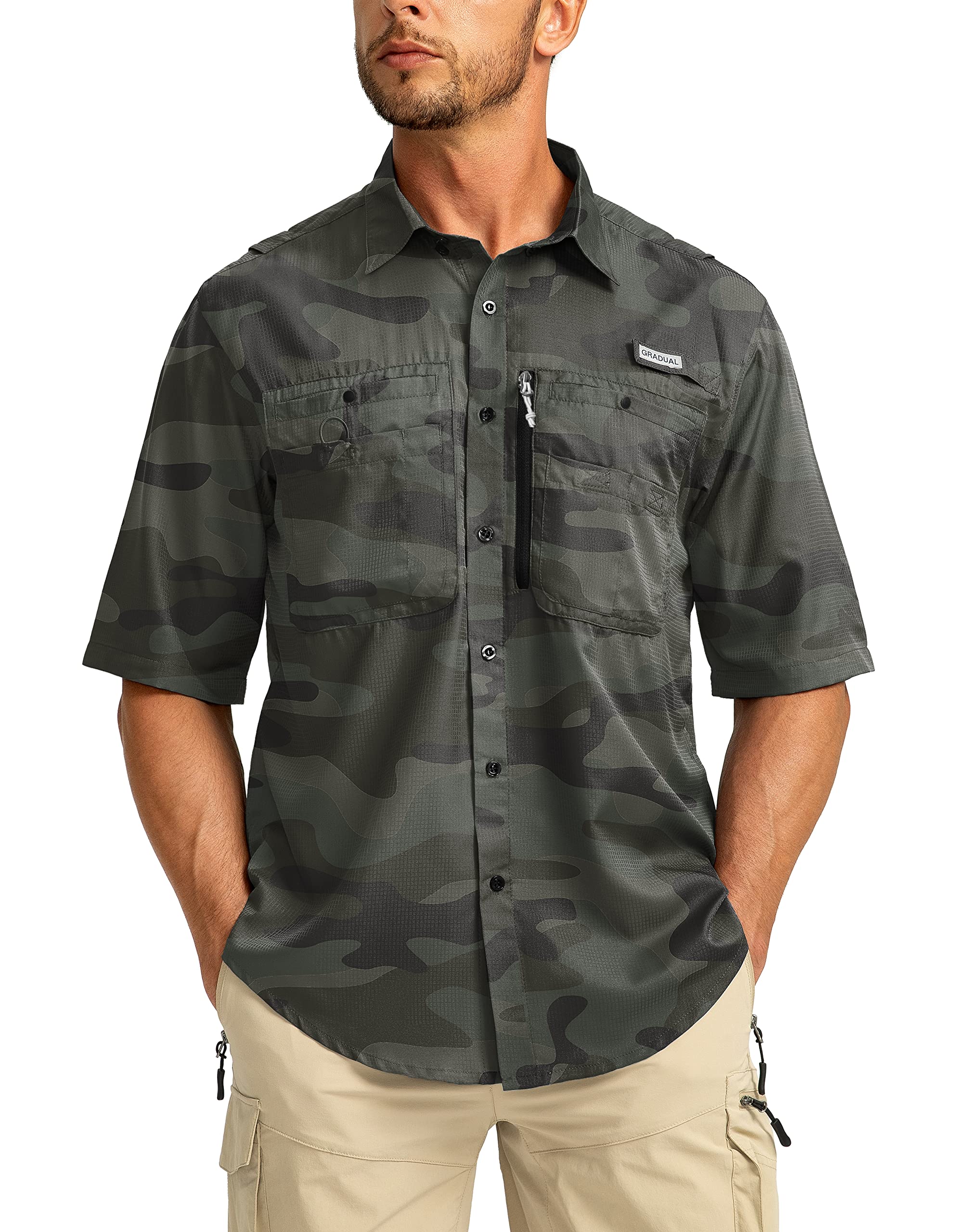Men's Fishing Shirts with Zipper Pockets UPF