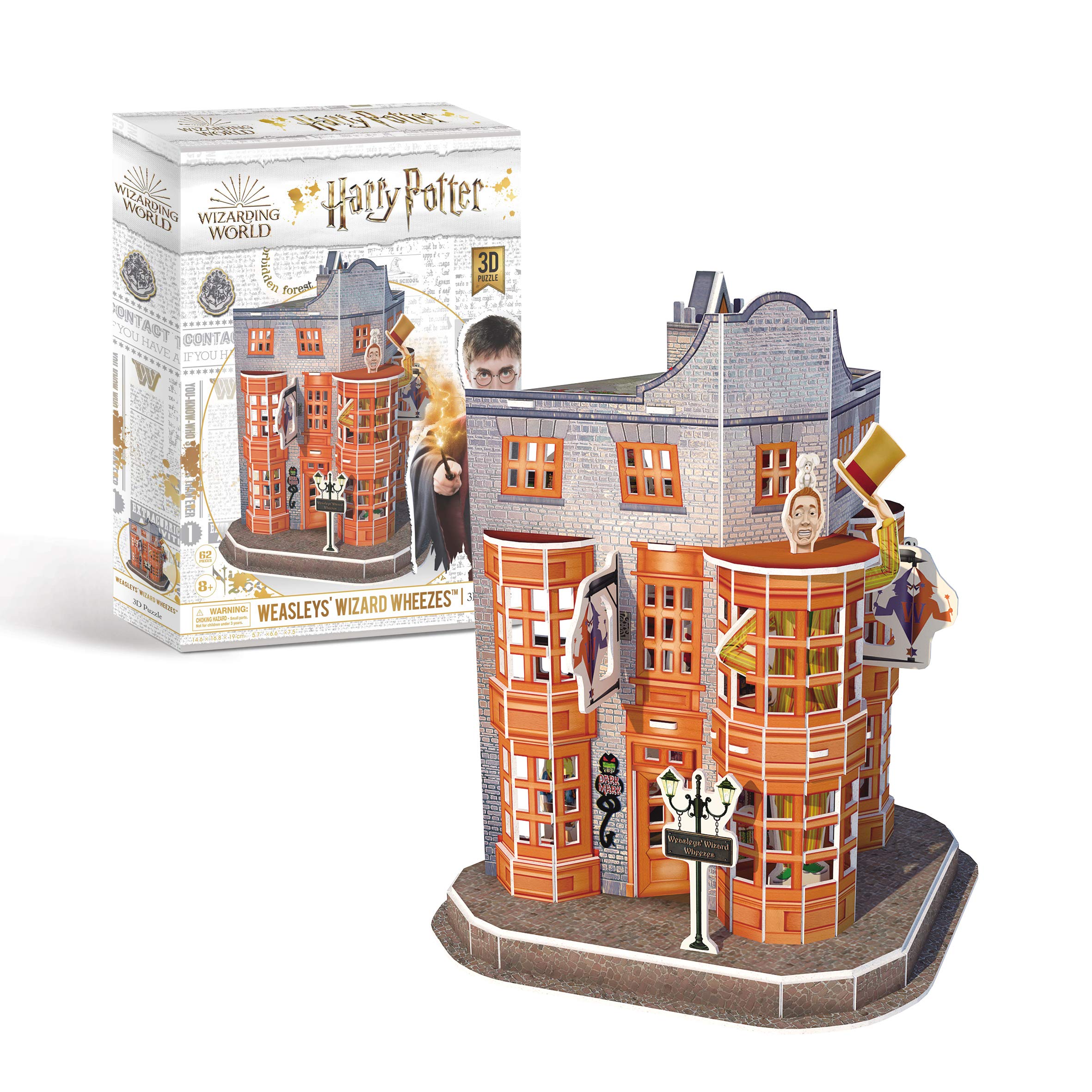University Games 7605 Harry Potter Diagon Alley Weasleys' Wizard Wheezes 3D Puzzle, Yellow and Black Striped