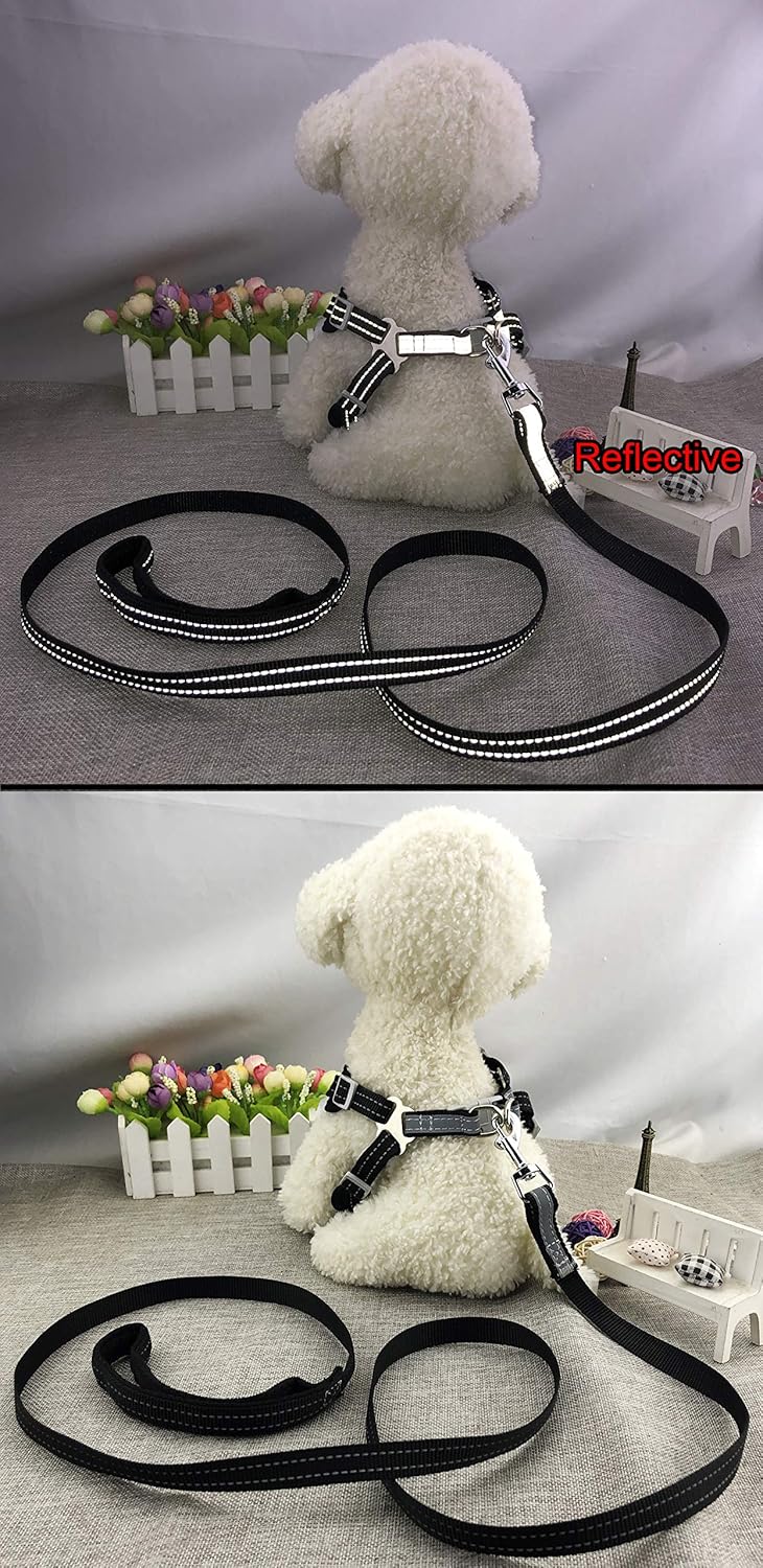 Newtensina Mesh Dog Harness Breathable Puppy Harness with Polyester Reflective Webbing - Black - S - Image 4