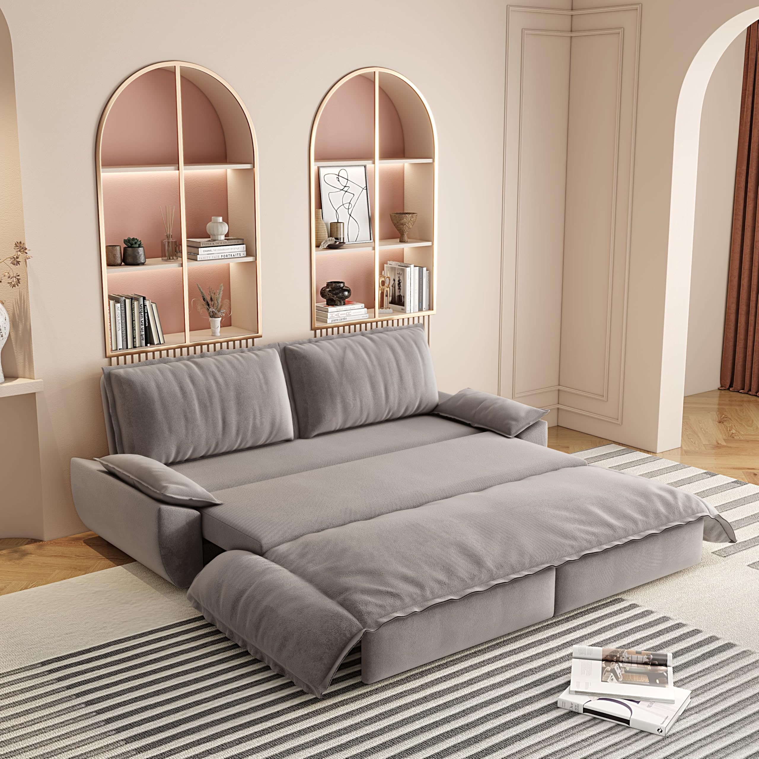 Photo 1 of *PARTIAL SET - Check clerk notes*
Convertible Queen Pullout Sleeper Sofa Couch Bed, 3 in 1 Oversized Cloud Loveseat Sofa Pull Out Couch Bed w/Thickness Cushions, 73.2" Velvet Lounge Sofabed Daybed with Soft Armrest for Living Room