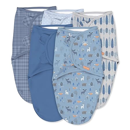 Swaddleme Original Swaddle Size Small Medium 0 3 Months 5 Pack Denim Woodland Baby Amazon Com