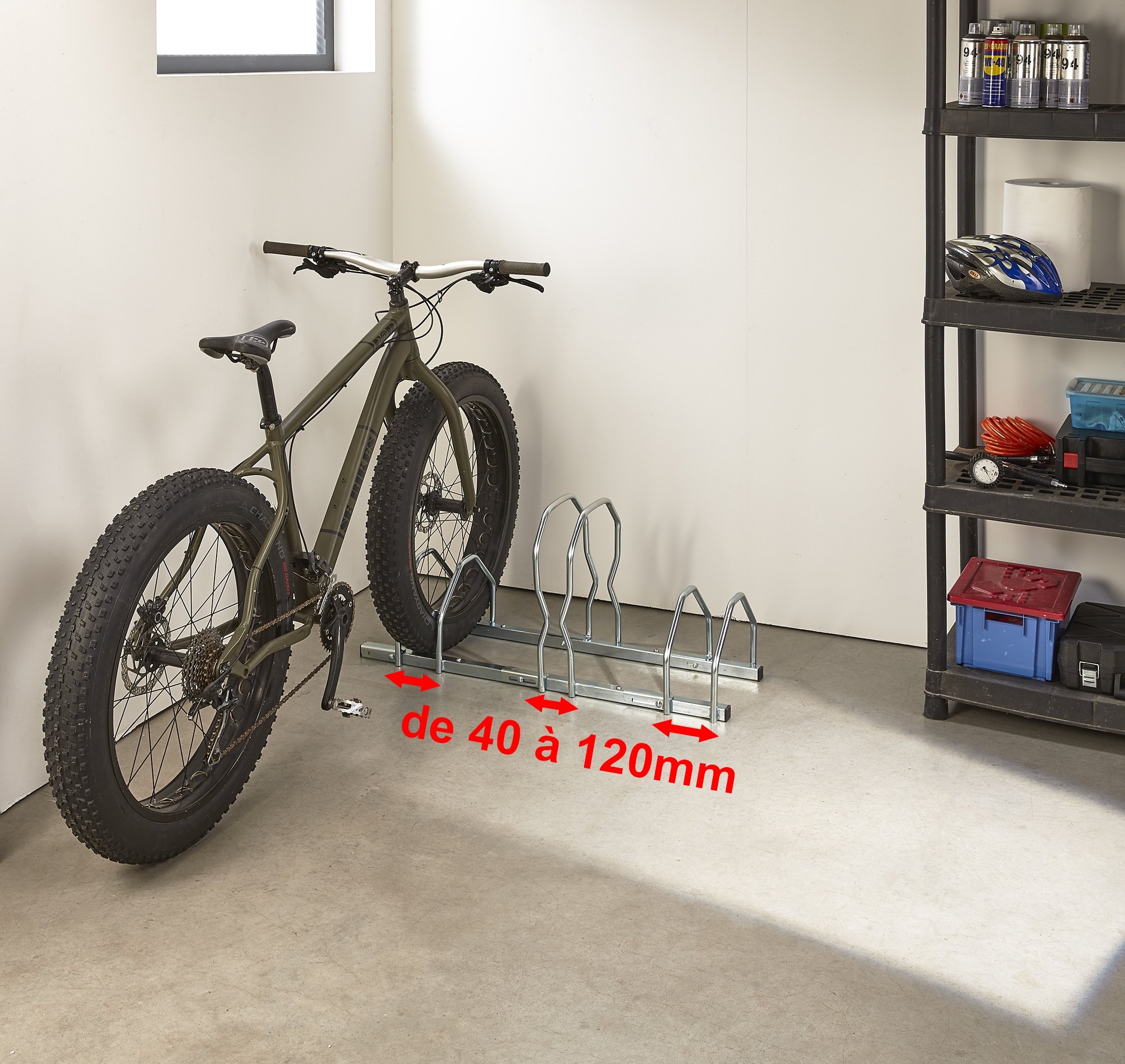Mottez b129 V3xl Fat Bike Rack 3 Bikes 2 Levels, Grey