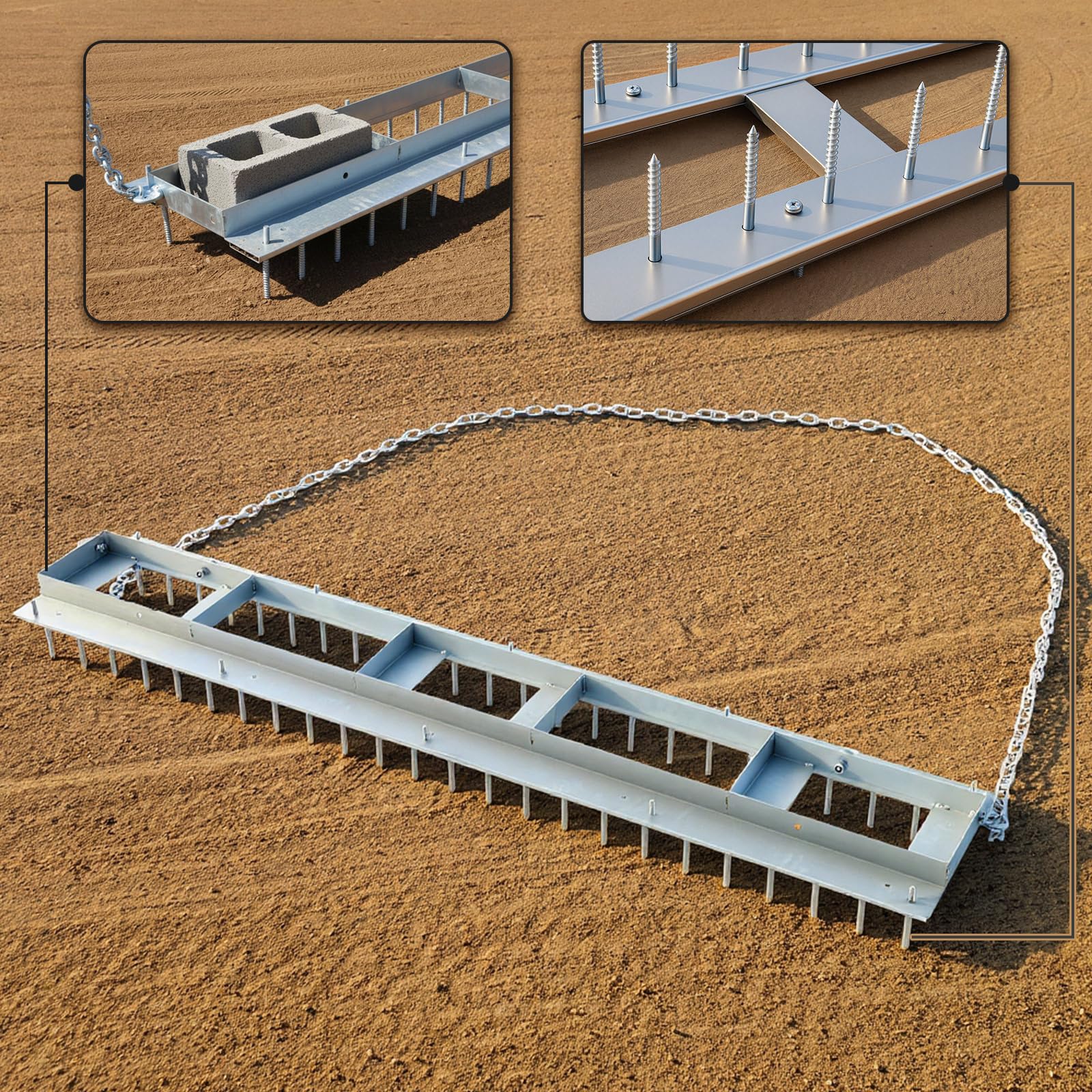 Photo 1 of Otoolling 6ft Big League Baseball Field Drag Flat Mat Surfaces with Chain Easy to Drag for Manual or Vehicle Assisted Pulling Baseball Big League Field
