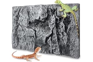 Sysmashing 17.7x11.8in Rock Terrarium Background,3D Reptile Tank Background Board,Amphibian Stereo Backdrop Wall,Lizard Snake Gecko Spider Turtle Fish pet silo Background Decorative Panel(Grey)