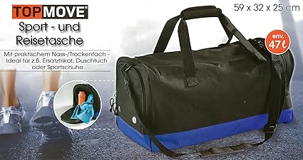 TOPMOVE® Sport - & Reisetasche in 4 Farben und Größen/Wasserabweisend / Nass und Trockenfach/Schultergurt