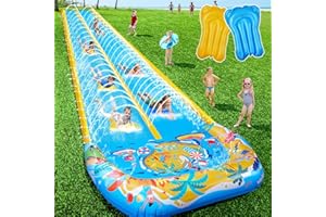 40FT Double Slip and Water Slides with 2 Bodyboards, Giant Lawn Inflatable Water Slides for Kids Adults Heavy Duty Backyard, 