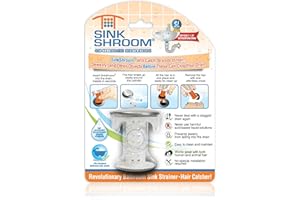 SinkShroom Revolutionary Bathroom Sink Drain Protector Hair Catcher, Strainer, Snare, Silicone , Brushed, Sinkshroom Chrome Edition, 1" -1.4"