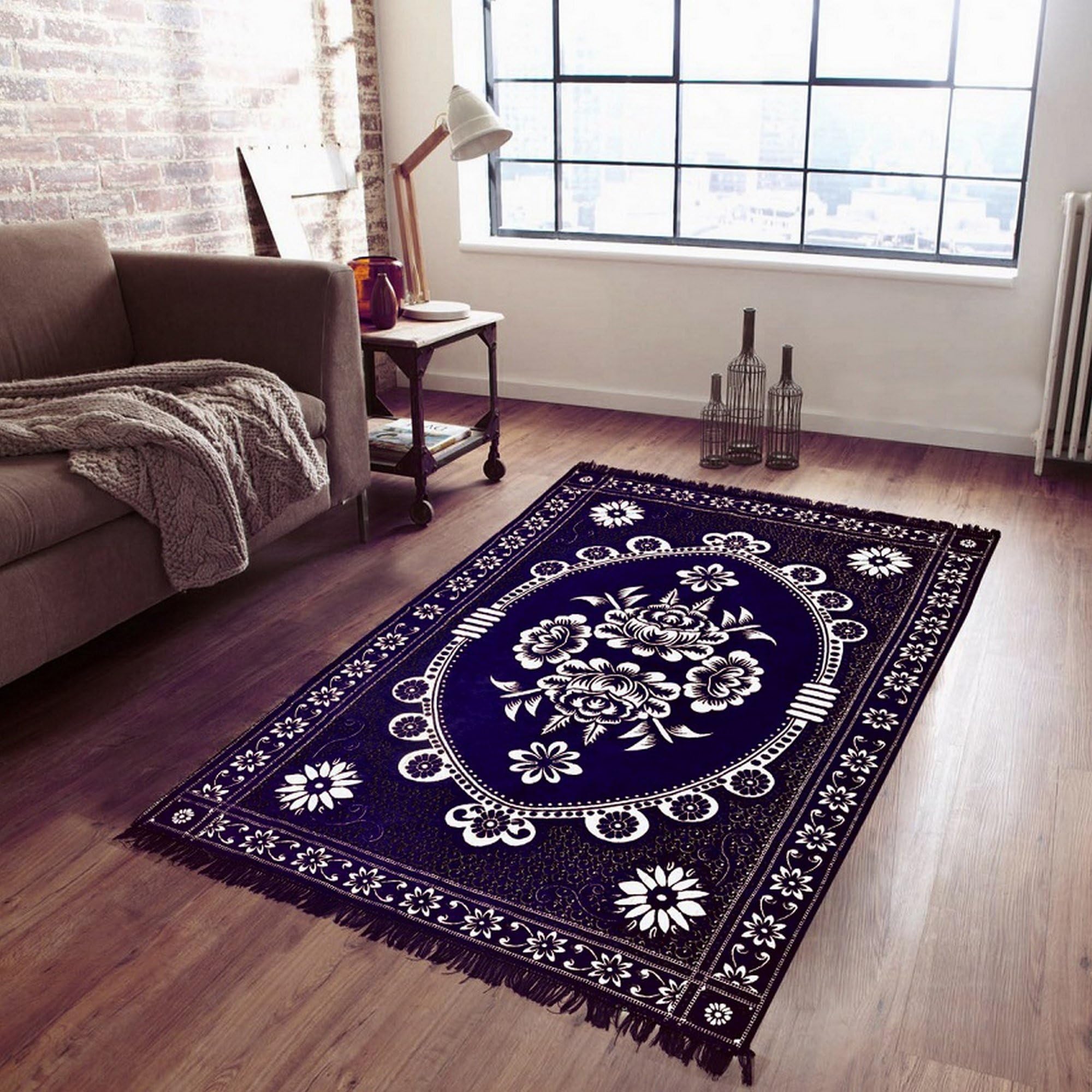 Supreme Home Collective Chenille Beautiful Carpet- 06Blue