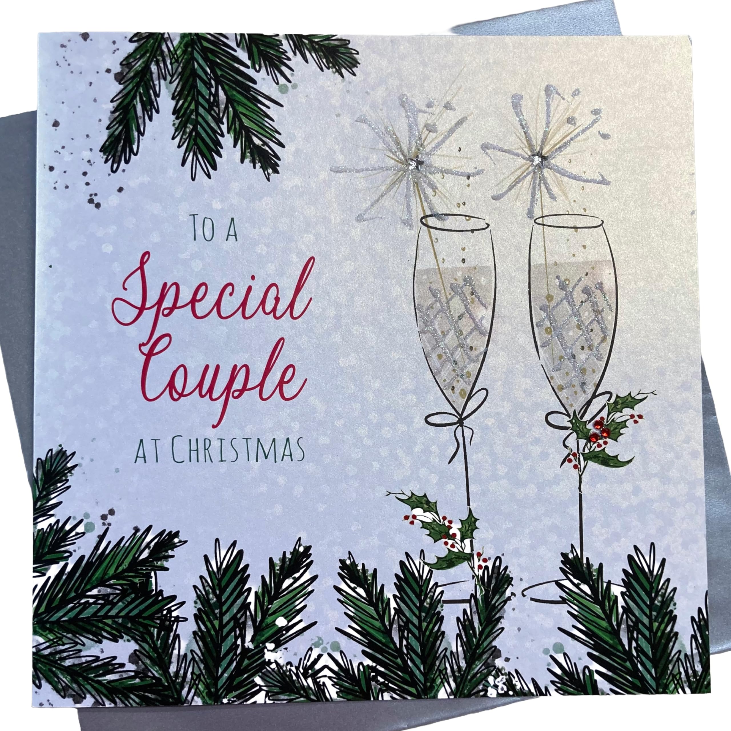 white cotton cards XC10 To a Special Couple At Christmas Handmade Large Christmas Card, White