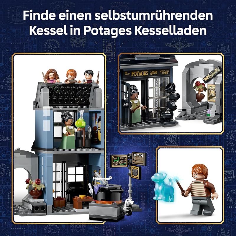 Harry Potter Zaubererläden in der Winkelgasse Spielzeug - Miniatur Modellbau mit 8 Minifiguren & sammelbarem Patronus - Kinderzimmer Deko - Geschenk für Mädchen, Jungen & Fans ab 8 Jahren - 76471 — Foto 5 von 8