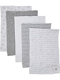 Burt's Bees Baby - Burp Cloths, 5-Pack Extra Absorbent 100% Organic Cotton Burp Cloths, Heather Grey Pattern