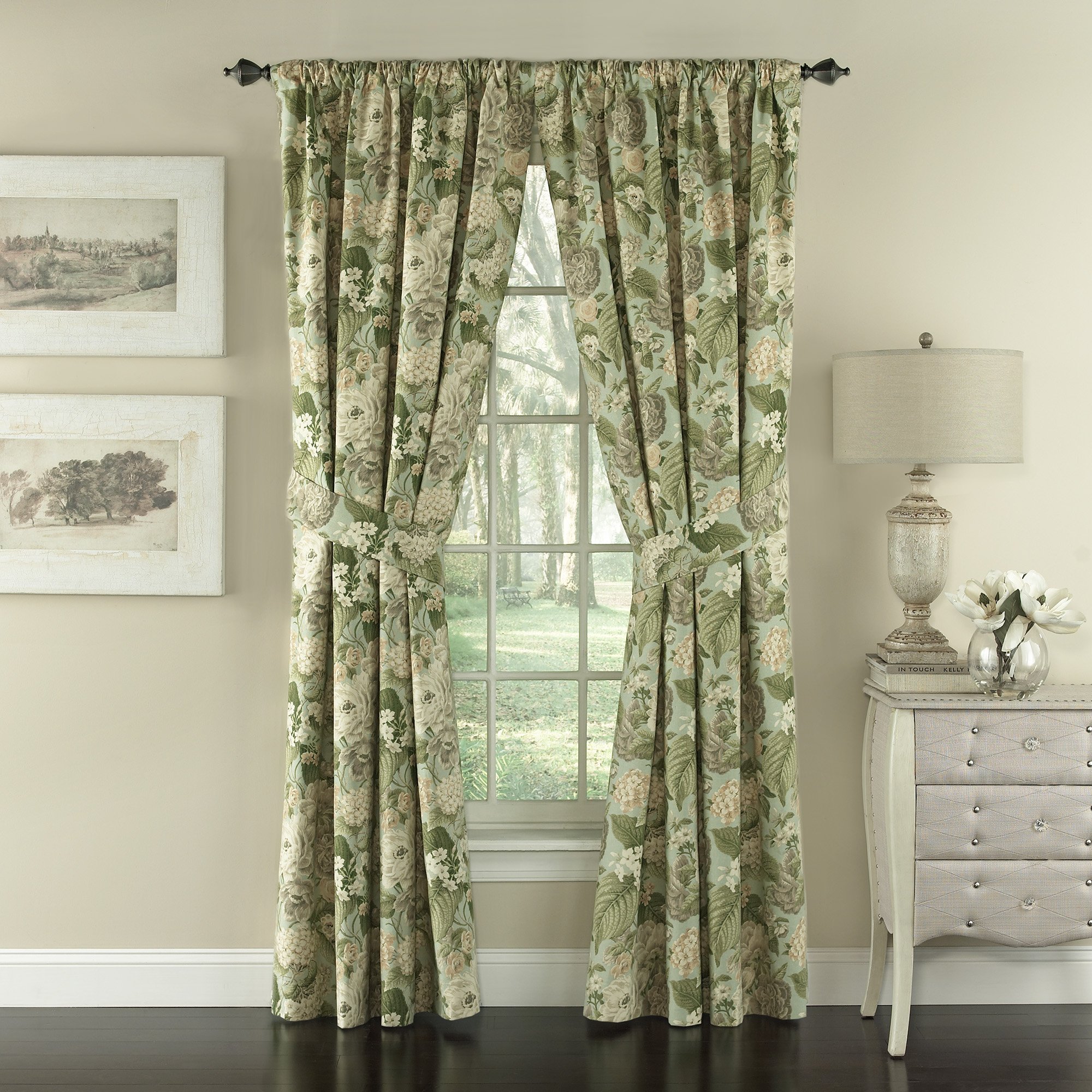 Waverly Garden Glory Drapery Pair, 84x100, Mist | eBay
