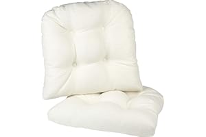 Klear Vu Gripper Overstuffed Universal Non-Slip Dining Chair Cushions for Kitchen Decor or Office Use, U-Shaped Skid-Proof Seat Pad, 17x17x3 Inches, 2 Count (Pack of 1), 08 Ivory