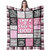 CUJUYO Christian Gifts for Women Blanket 60"x50" - I Am a Child of God Blankets - Inspirational Religious Birthday Catholic Spiritual & Baptism Confirmation Gifts for Girls