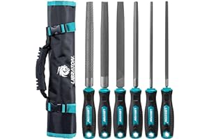 LIBRATON 6PCS Metal File Set, Metal Files, Metal Files for Steel, 5 Metal Rasp Files, 1 Wood File, 8" High-Carbon Steel Files