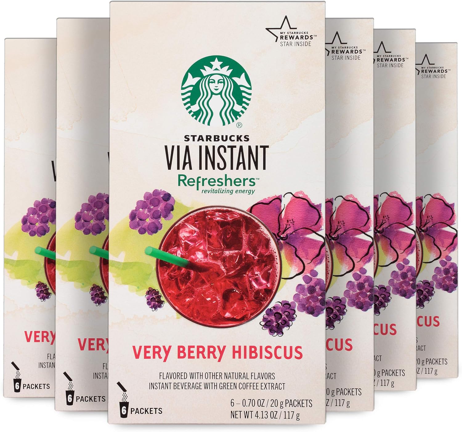 Starbucks VIA Instant Coffee, Very Berry Hibiscus Refresher, 36 Count