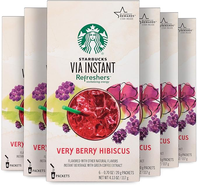 Starbucks VIA Instant Coffee, Very Berry Hibiscus Refresher, 36 Count