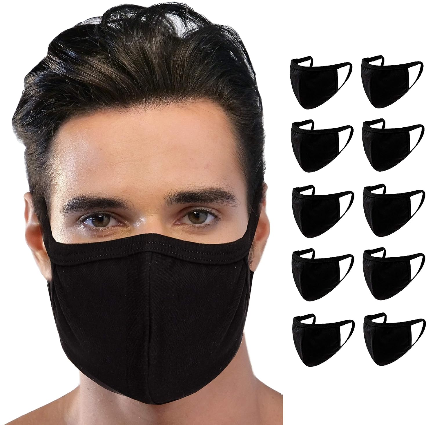 10 Pack USA Made Fabric Cloth Mouth Face Protect Cover Fashion Face_Mask Reusable Washable Breathable Bandana Balaclavas Anti Dust Men Adult