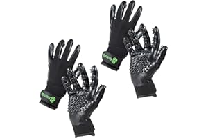 H HANDSON Handson Pet Grooming Gloves - #1 Ranked, Award-Winning Cat, Dog & Horse Hair Remover Gloves - Bathing, Shedding & Massaging Tool - Gentle Brush for Long & Short Fur (2 Pairs, Black, Large)