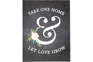 Andaz Press Wedding Party Signs, Chalkboard Pink Coral Floral Roses Print, 8.5x11-inch, Please Take One Home and Let Love Grow Plant Seed Favors Table Sign, 1-Pack